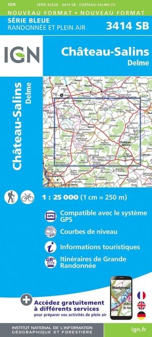 Wandelkaart 3414 SB Château-Salins & Delme - IGN