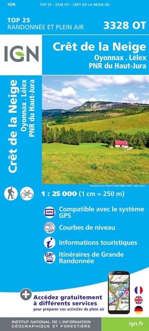 Wandelkaart 3328 OT Crêt de la Neige- Oyonnax - IGN