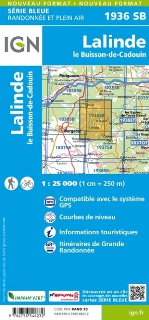 Wandelkaart 1936 SB Lalinde & le Buisson-de-Cadouin - IGN