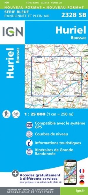 Wandelkaart 2328 SB Huriel & Boussac - IGN