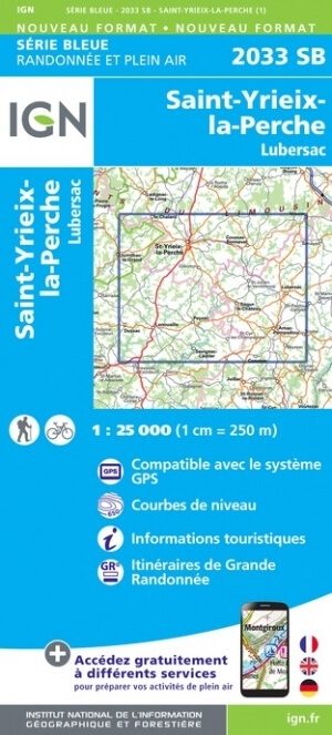 Wandelkaart 2033 SB St-Yrieix-la-Perche & Lubersac - IGN