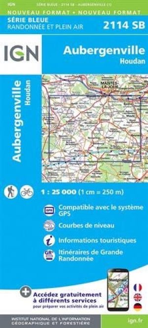 Wandelkaart 2114 SB Aubergenville & Houdan - IGN
