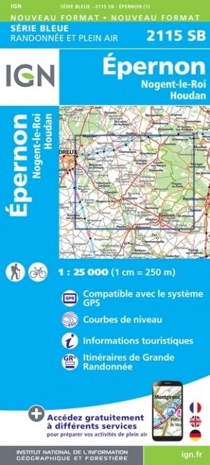 Wandelkaart 2115 SB Epernon- Nogent-le-Roi & Houdan - IGN