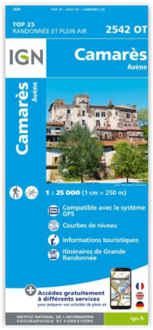 Wandelkaart 2542 OT Camarès & Avène - IGN