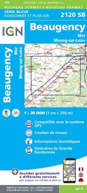 Wandelkaart 2120 SB Beaugency- Mer & St-Laurent-Nouan - IGN