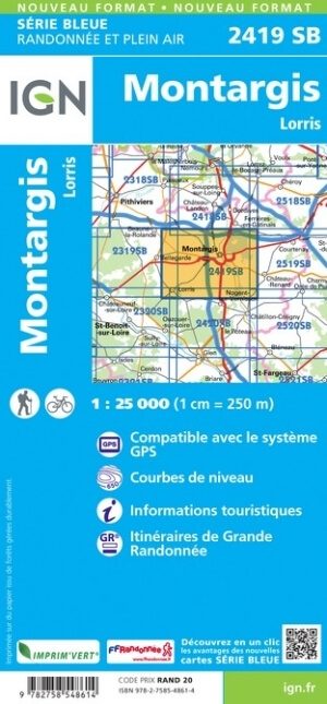 Wandelkaart 2419 SB Montargis & Pannes - IGN
