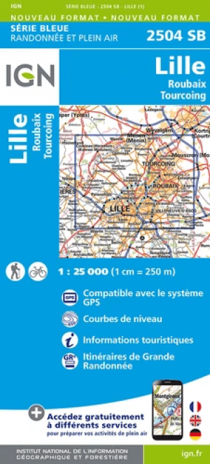 Wandelkaart 2504 SB Lille- Roubaix & Tourcoing - IGN
