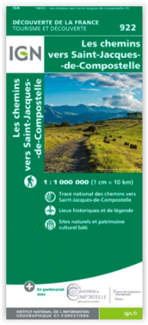 Wandelkaart Chemins vers St-Jacques-de-Compostella - IGN