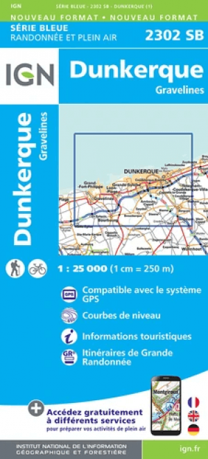 Wandelkaart 2302 SB Dunkerque & Gravelines - IGN