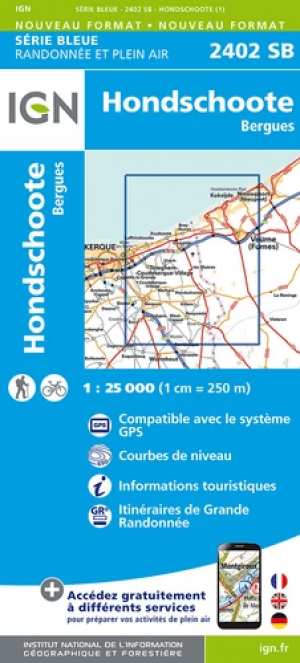 Wandelkaart 2402 SB Hondschoote & Bergues - IGN