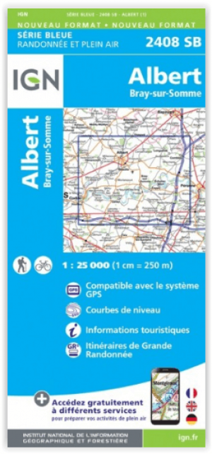 Wandelkaart 2408 SB Albert & Bray-sur-Somme - IGN