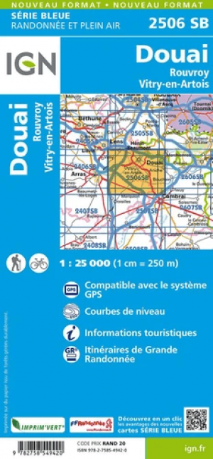 Wandelkaart 2506 SB Douai- Rouvroy & Vitry-en-Artois - IGN