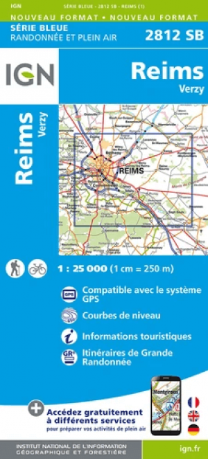 Wandelkaart 2812 SB Reims & Verzy - IGN