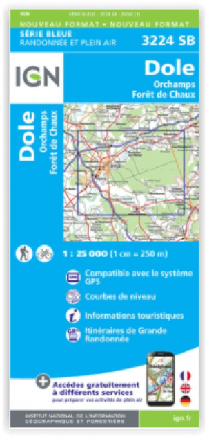 Wandelkaart 3224 SB Dole- Orchamps & Forêt de Chaux - IGN