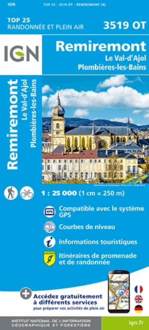 Wandelkaart 3519 OT Remiremont & Plombières-les-Bains- IGN