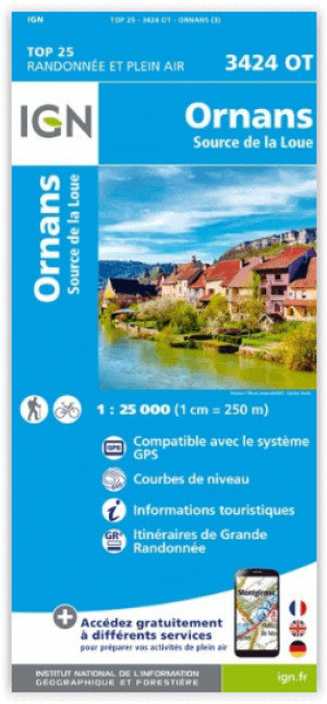 Wandelkaart 3424 OT Ornans & Source de la Loue - IGN