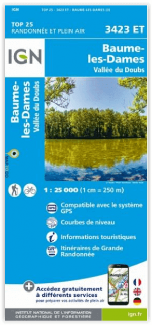 Wandelkaart 3423 ET Baume-les-Dames & Vallée de Doubs - IGN