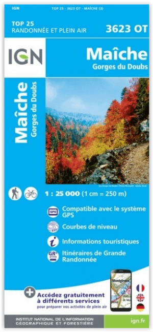 Wandelkaart 3623 OT Maiche & Gorges du Doubs - IGN