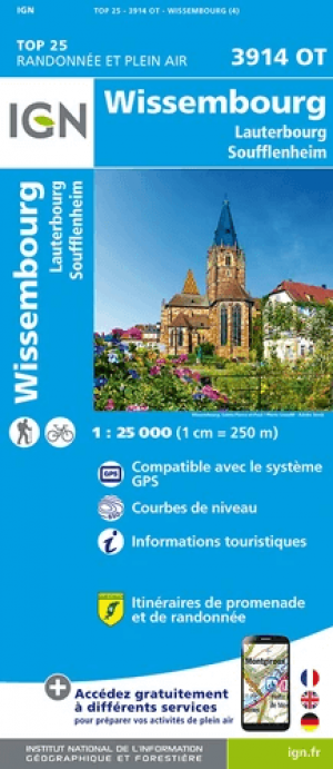 Wandelkaart 3914 OT Wissembourg & Lauterbourg - IGN