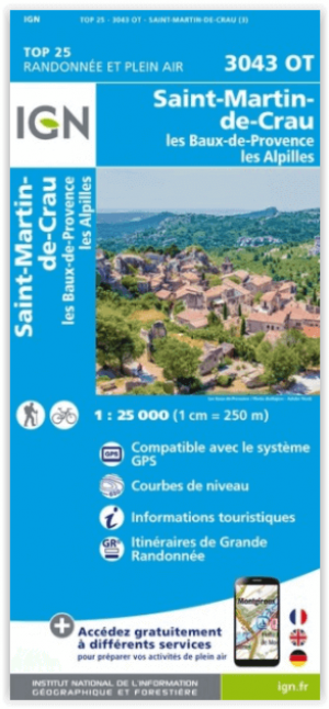 Wandelkaart 3043 OT St-Martin-de-Crau & Les Baux-de-Provence