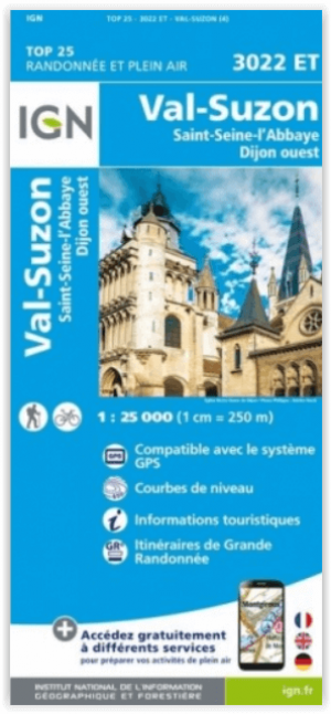 Wandelkaart 3022 ET Val-Suzon - St-Seine-l'Abbaye - IGN