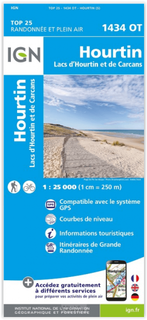 Wandelkaart 1434 OT Hourtin & Lacs d'Hourtin et de Carcans - IGN