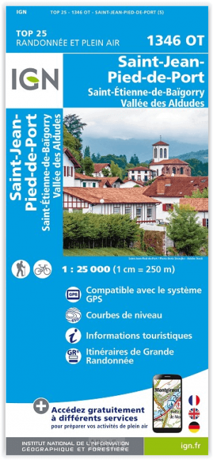 Wandelkaart 1346 OT - St-Jean-Pied-de-Port - IGN