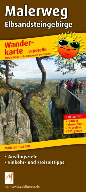 Wandelkaart 451 Malerweg- Elbe Sandstone Mountains