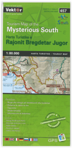 Wandelkaart 457 Rajonit Bregdetar Jugor - Vektor Editions