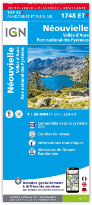 Wandelkaart 1748 ET(R) Massif du Néouvielle - Vallée d'Aure - IGN