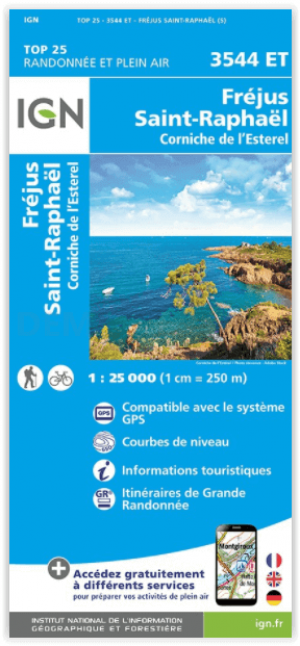Wandelkaart 3544 ET Fréjus & Saint-Raphaël - IGN
