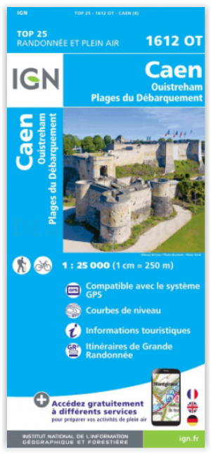 Wandelkaart 1612 OT Caen & Ouistreham - IGN