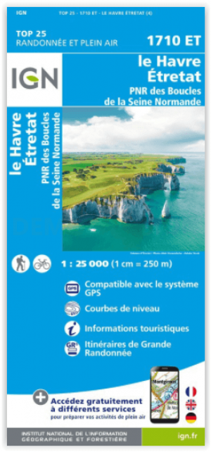 Wandelkaart 1710 ET Le Havre - Etretat - IGN