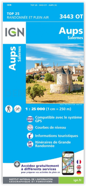 Wandelkaart 3443 OT Aups & Salernes - IGN