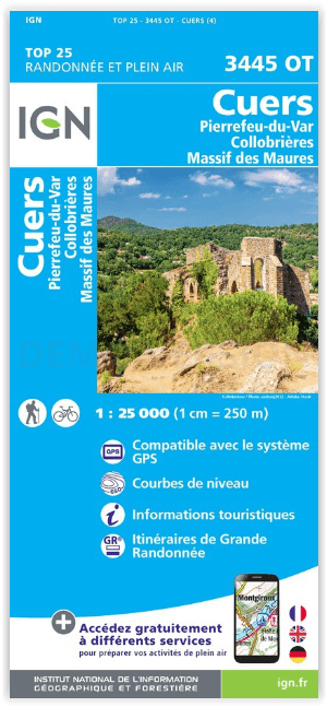 Wandelkaart 3445 OT Cuers- Pierrefeu-du-Var & Collobrières