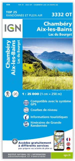 Wandelkaart 3332 OT Chambéry & Aix-les-Bains - IGN