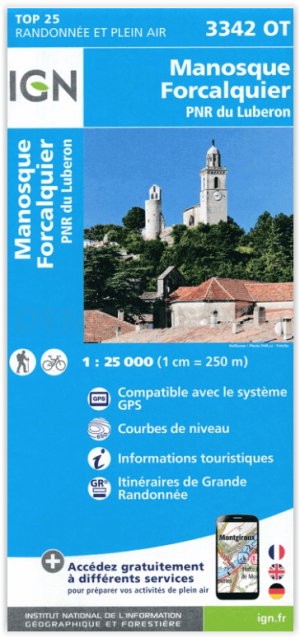 Wandelkaart 3342 OT Manosque- Forcalquier & PNR du Luberon