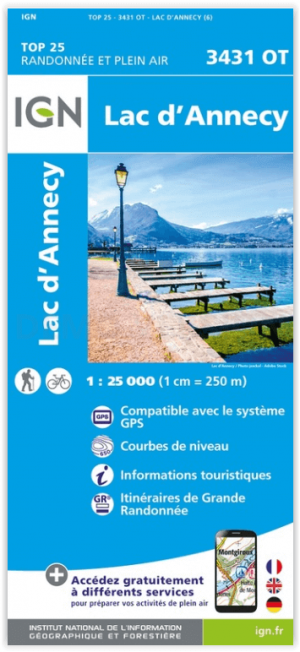Wandelkaart 3431 OT Lac d'Annecy - IGN