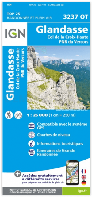 Wandelkaart 3237 OT Glandasse & Col de la Croix-Haute - IGN