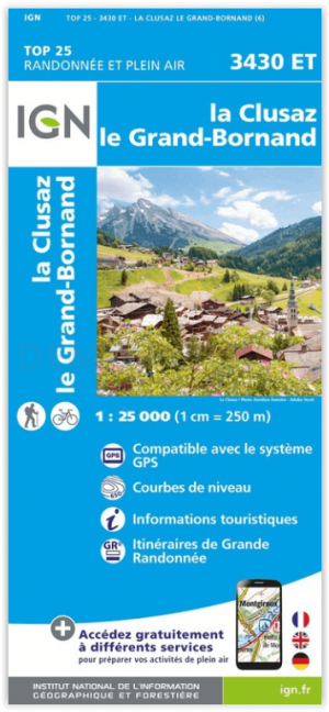 Wandelkaart 3430 ET La Clusaz & Grand-Bornand - IGN