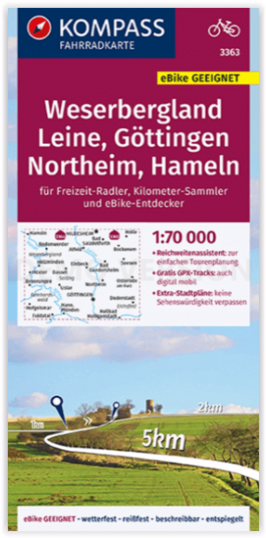 Fietskaart 3363 Weserbergland- Leine & Göttingen - Kompass
