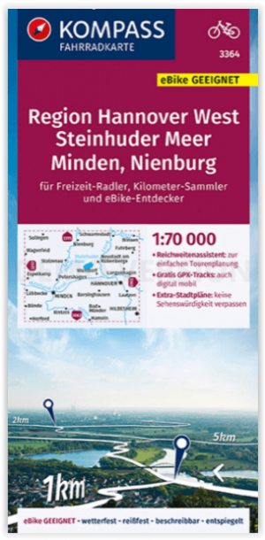 Fietskaart 3364 Hannover West - Steinhuder Meer - Kompass