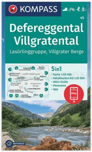Wandelkaart 45 Defereggental & Villgratental - Kompass