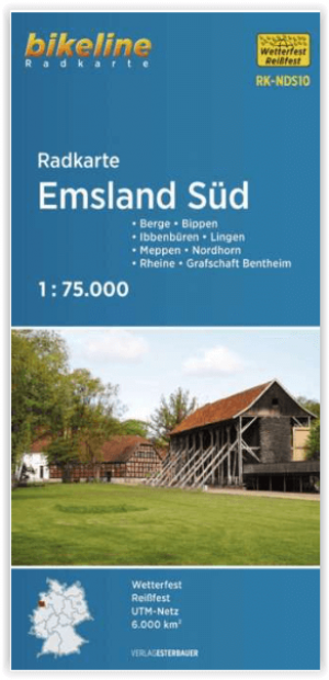 Fietskaart NDS-10 Bikeline - Emsland Zuid Duitsland - Estenbauer