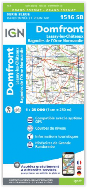 Wandelkaart 1516 SB Domfront & Lassay-les-Châteaux - IGN
