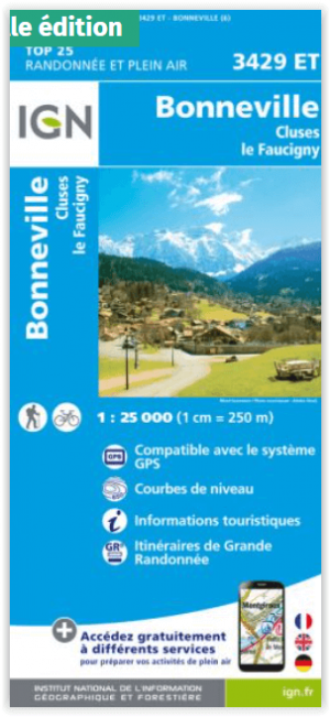 Wandelkaart 3429 ET Bonneville- Cluses & Le Faucigny - IGN