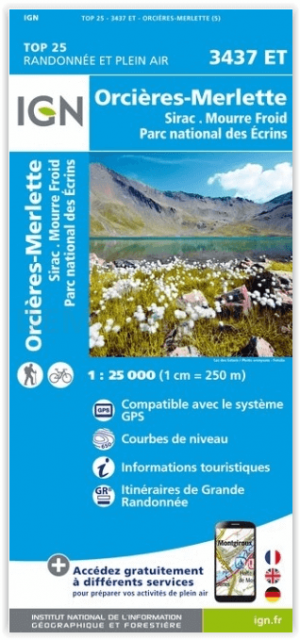 Wandelkaart 3437 ET Orcières-Merlette - IGN