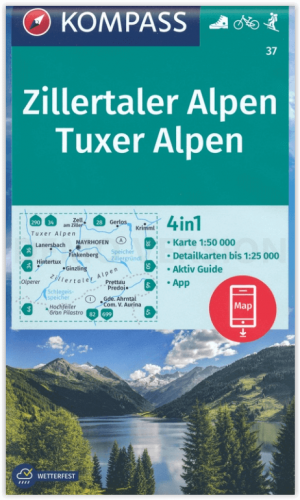 Wandelkaart 37 Zillertaler Alpen & Tuxer Alpen - Kompass