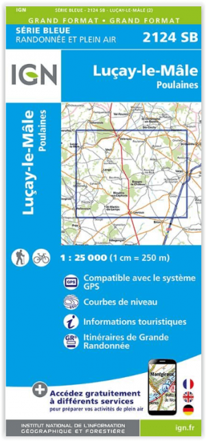Wandelkaart 2124 SB Luçay-le-Mâle & Poulaines - IGN