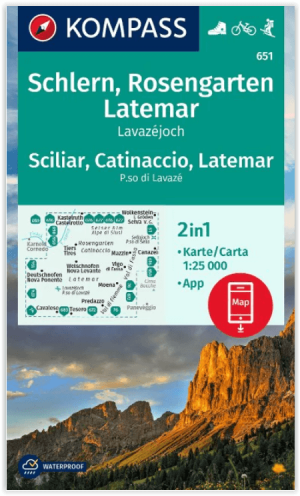 Wandelkaart 651 Schlern- Rosengarten & Latemar - Kompass
